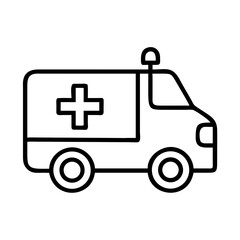 Simplified Ambulance Cartoon Outline, Emergency Vehicle for Medical Transport, Healthcare Symbol