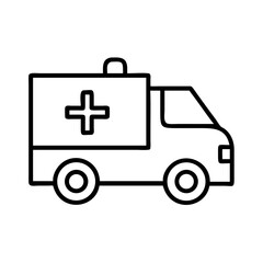 Simple Black and White Outline of an Ambulance Emergency Vehicle Icon