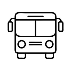 Stylized Black and White Front View Bus Icon Illustration for Transportation
