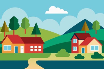 vector illustration of a village