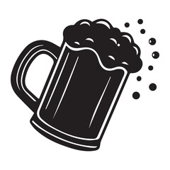 beer mug black isolated icon silhouette vector art illustration on white background