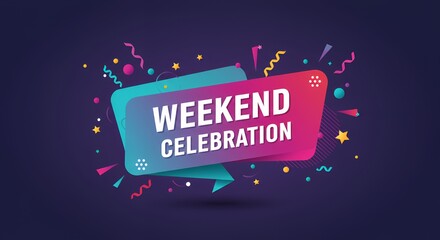 Vibrant Weekend Celebration Announcement: Festive Design