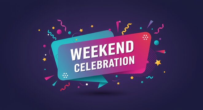 Vibrant Weekend Celebration Announcement: Festive Design