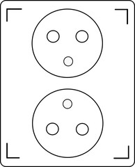 Electrical Socket Icon – Black Flat Vector Symbol of Power Outlet or Wall Plug