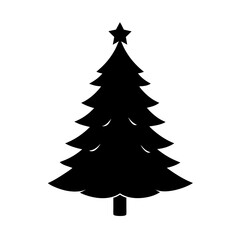 Obraz premium black silhouette of a christmas tree on white back.svg