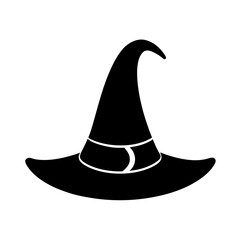 Naklejka premium witch hat halloween vector black silhouette on w.svg