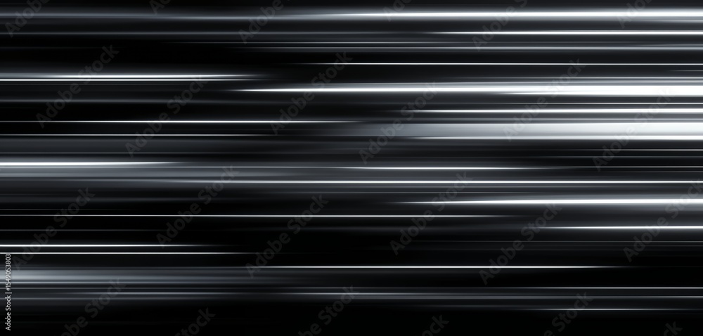 Poster high contrast sleek black and silver horizontal lines creating futuristic visual effect in motion