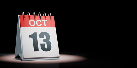 October 13 Calendar Spotlighted on Black Background