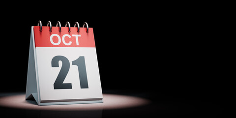 October 21 Calendar Spotlighted on Black Background