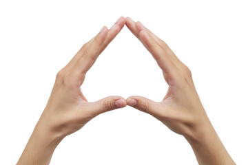 heart shape made with two hands on white background