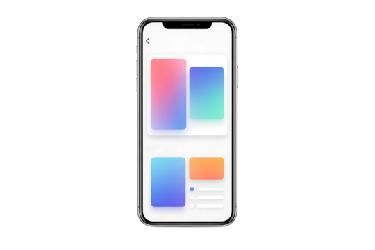 Clean Smartphone Mockup on Transparent Background with Colorful UI