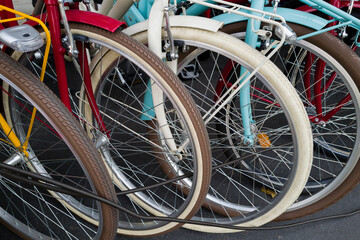 Bicycles parked on the street