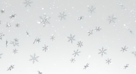 Silver Snowflakes Falling on a White Background: A Winter Wonderland