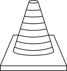Line Art Illustration of a Traffic Cone with Square Base