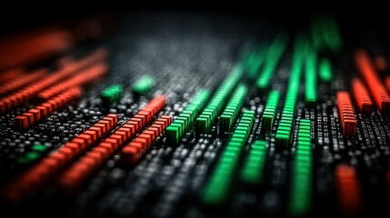 Abstract data visualization. Red and green blocks