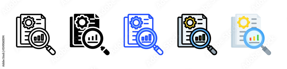 Poster research icon collection with multiple styles