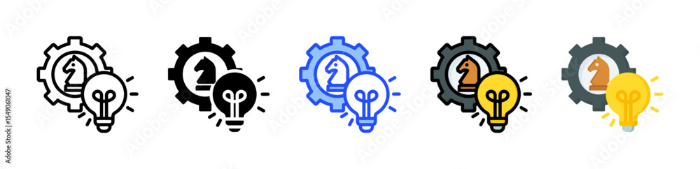 Poster strategy icon collection with multiple styles