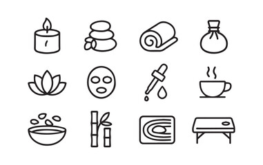 Zen Spa Icons A Collection of Wellness and Relaxation Elements