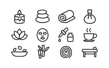 Wellness and Relaxation Icons for Spa and Beauty Concepts Graphic Design
