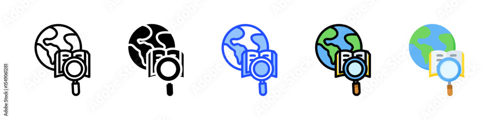 Poster encyclopedia icon collection with multiple styles