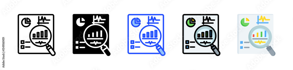 Aufkleber statistics icon collection with multiple styles