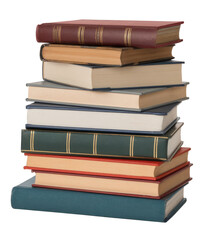 stack of old books on isolated background