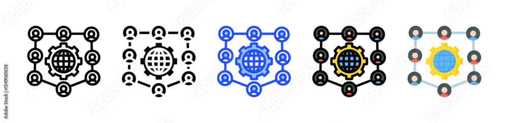 Poster sociology icon collection with multiple styles