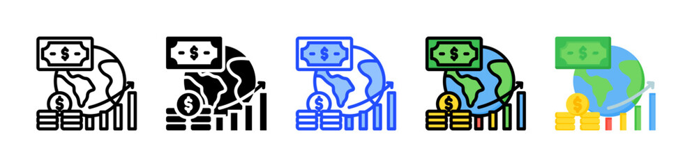 Economic Icon Collection With Multiple Styles