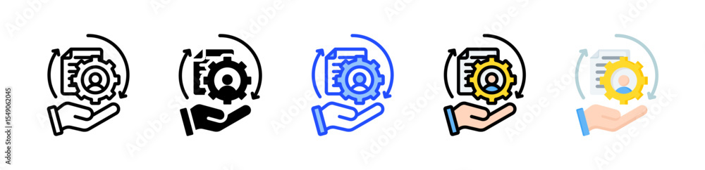 Poster process icon collection with multiple styles