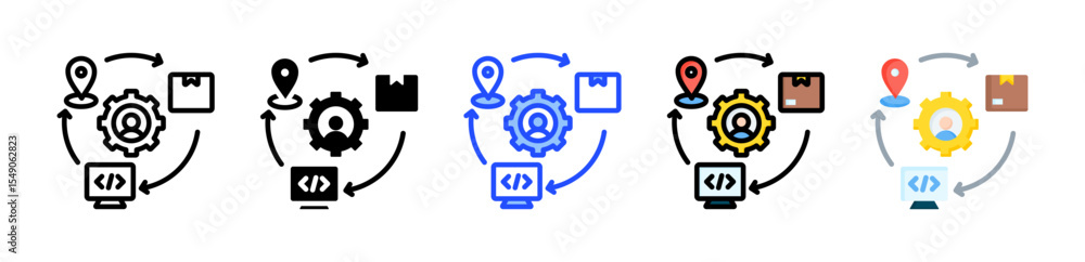 Poster back office icon collection with multiple styles
