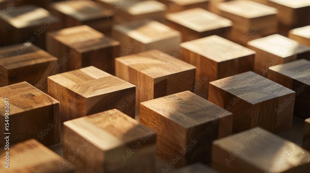 Poster wooden cubes pattern geometric texture repeating natural brown tone surface design structure abstrac