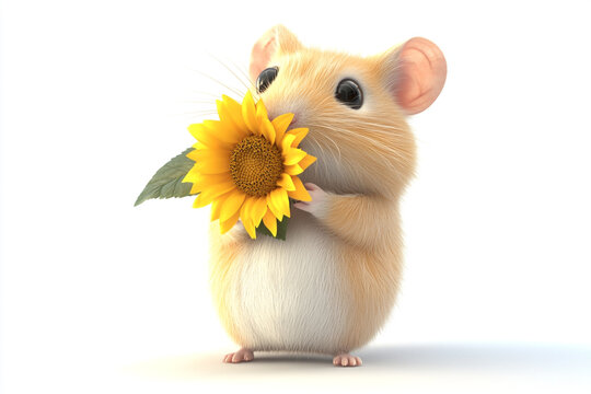 Hamster Holding Sunflower

