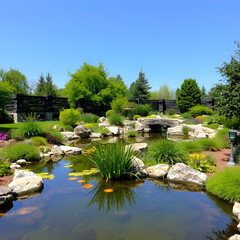 garden pond and natural landscape