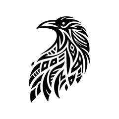 Fototapeta premium raven tribal modern simple vector black white professional isolated white background