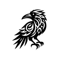 Obraz premium raven tribal modern simple vector black white professional isolated white background