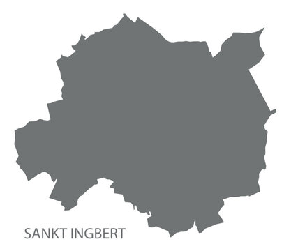 Sankt Ingbert city map with boroughs grey illustration silhouette shape