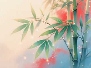 bamboo leaves and water drops
