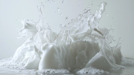 Splash of milk in midair white background dairy motion frozen drink wave concept freshness clean product