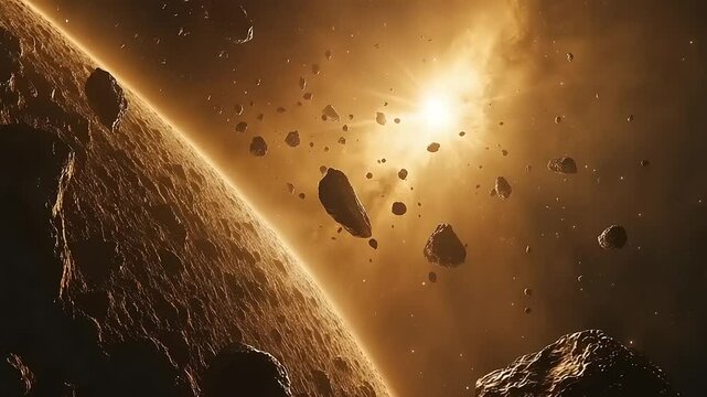 Asteroid field around a planet