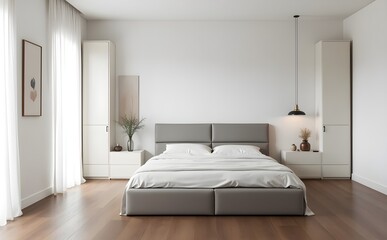 Stylish Modern Bedroom with Neatly Made Bed