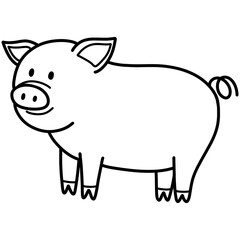 Pig cartoon illustration outline 