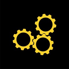 Gears simple icon isolated on black background