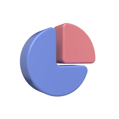 3D rendered pastel blue and pink pie chart graphic element