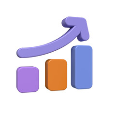 3D Render of Upward Trending Bar Graph Showing Growth and Success