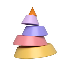 Abstract pastel cones stacked in a modern geometric design against a black background.