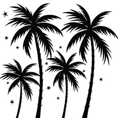 Fototapeta premium Palm Trees Swaying Under Bright Blue Sky