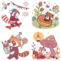 High-Quality red pandas Illustrations in Various Styles – SVG Bundle