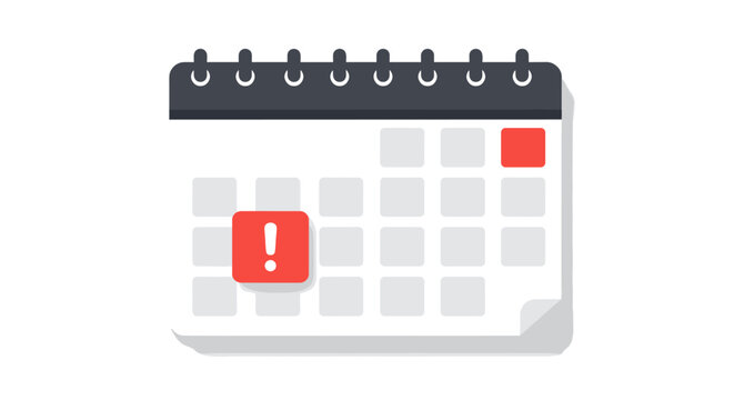 Alert date on calendar with notification symbol for scheduling and planning concepts vector illustration