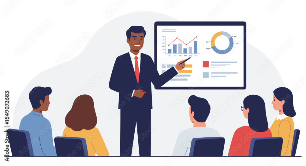Poster business presentation: engaging with data analytics and strategy for effective team communication ve