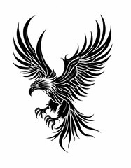 Fototapeta premium Tribal eagle tattoo image with a pose when about to prey. tattoo with abstract outline pattern. Generate AI